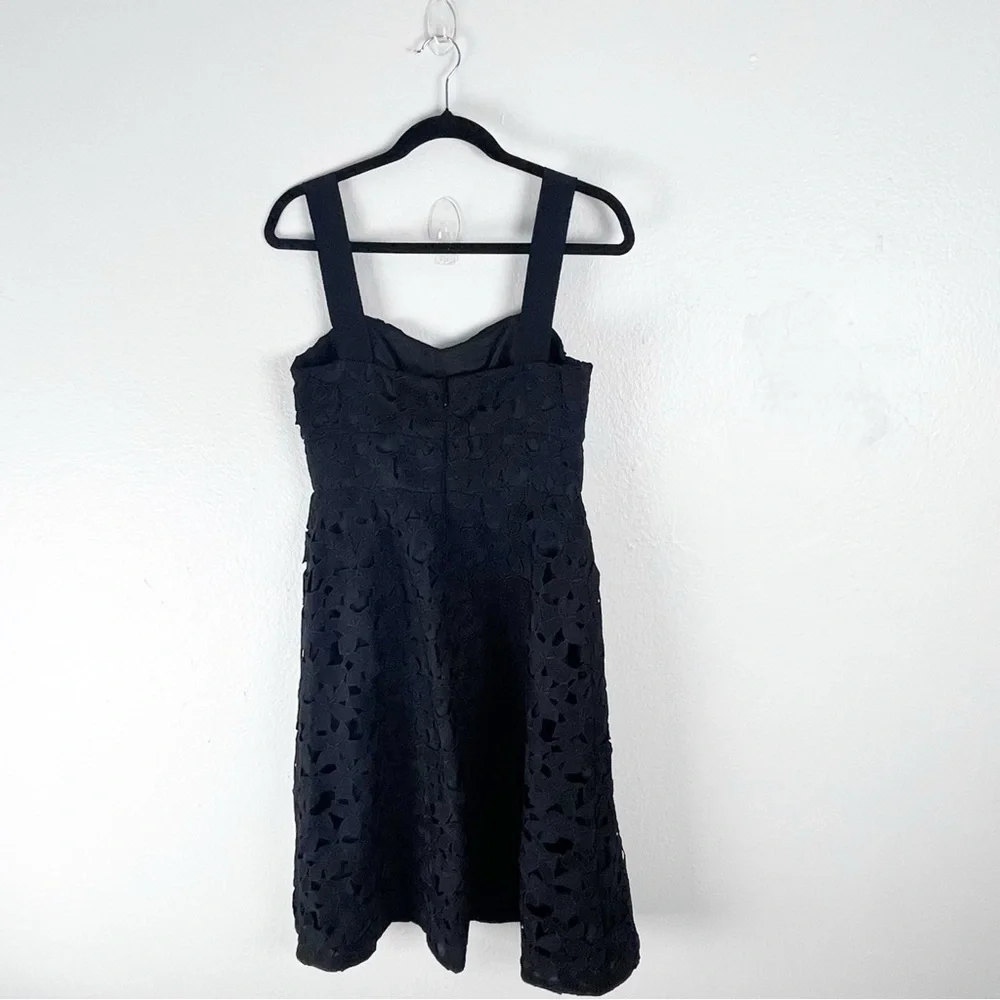 J. CREW Black Lace Sweetheart Back Zipper Oversized Straps Midi Dress Size 4